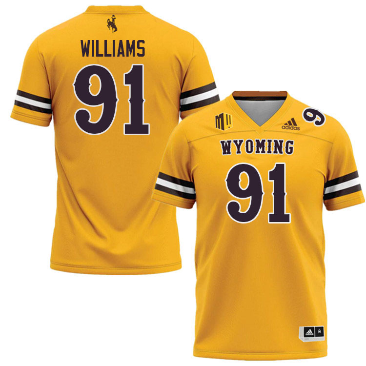 Wyoming Cowboys #91 Jaden Williams College Football Jerseys Stitched Sale-Gold
